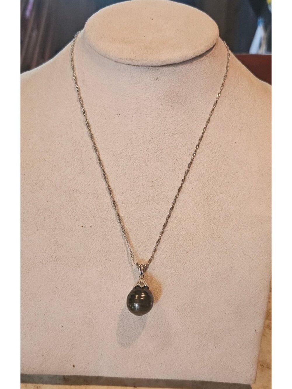 Cultured Tahitian Pearl Rhodium Over Sterling Silver Pendant Necklace With Chain